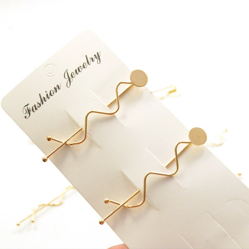 10Pcs Metal Hairpin Minimalist Style Waved Shape Clips Barrette for Women