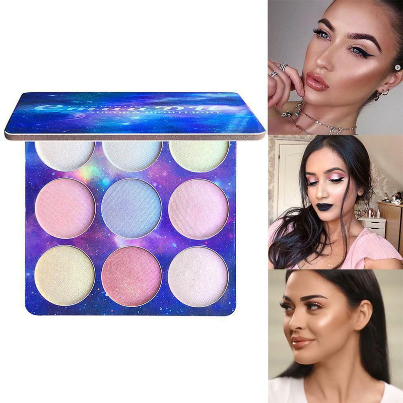 9Color Contour Face Glow Concealer Highlight Giltter Eyeshadow Makeup Palette