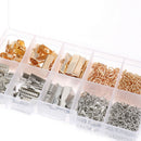 370Pcs 10/16/20mm Crimp End Fold Over Clasps Cord End Clip DIY Jewelry Makin Hn