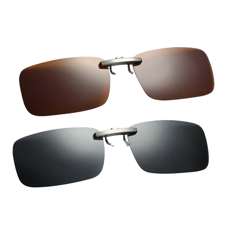 Pack of 2 Clip on  Up Sunglasses UV400 Night Vision Driving Fishing Eyewear