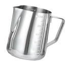 Stainless Coffee Frothing Milk Latte Jug with Scale + Frothing Thermometer