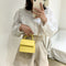 Women Mini Shoulder Bag Alligator PU Tote Chain Crossbody Pouch (Yellow)