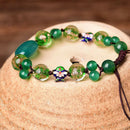 Ethnic Style Green Agate Glazed Bracelet Female Korean Version Of the Simpl