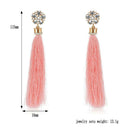 Bohemian Flower Rhinestone Long Pink Tassel Stud Earrings Women Jewelry
