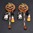 Halloween Party Pumpkin Ghost Pair Ear Stud Dangle Hoop Jewelry Earrings Gifts