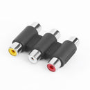 2pcs 3RCA Female to Female Coupler AV Video Audio Adapter Cable Connectors