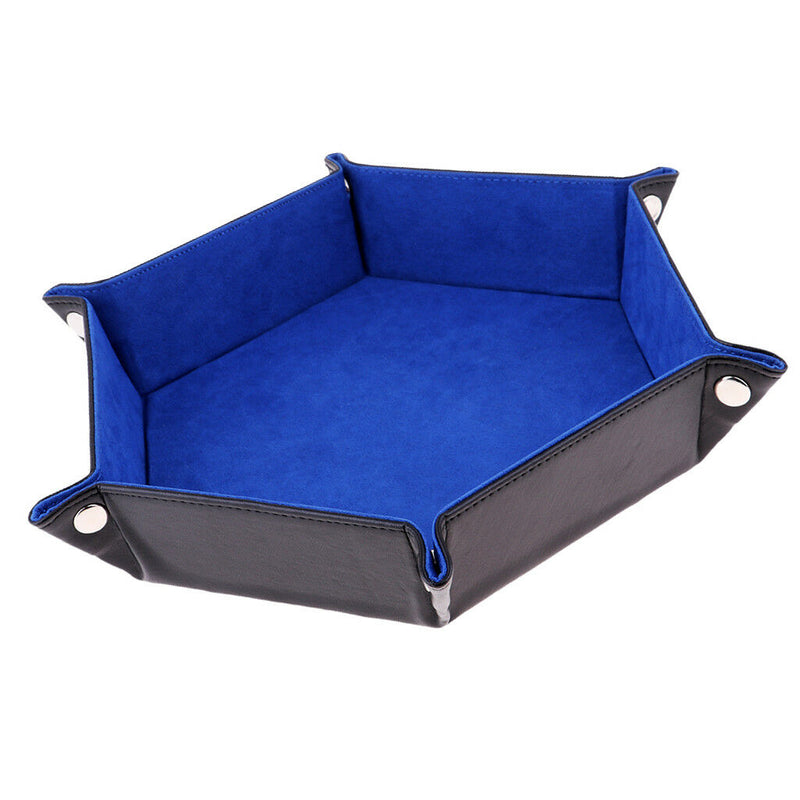 Dice PU Leather Folding Hexagon Tray Velvet for RPG DnD Dice Game Storage B