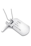 Jewelry Men's Necklace, Army Style Cross Tags Dog Tag Alloy Pendant with 68