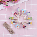 10pcs animal wooden clip with hemp rope photo paper clothespin craft clip  Z