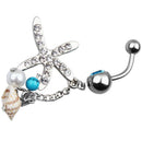 Crystal Rhinestone Starfish Conch Dangle Button Belly Navel Ring Body PiercinJ!E