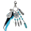 Fashion Women Natural Turquoise Feather Keychain Boho Handbag Purse Decoration