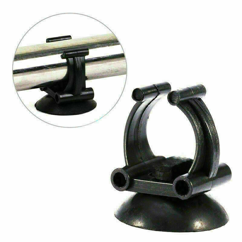 2Pcs Black Aquarium Cup Clip Sucker Tank Air Pump Heater Tubing Suction Hol Y8D3