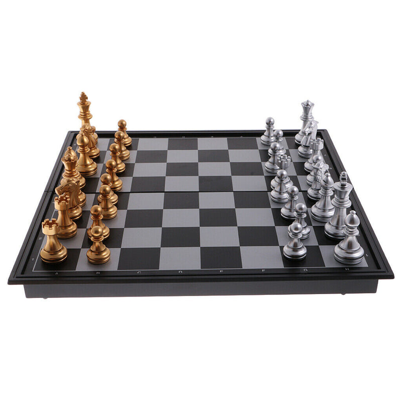 Portable Chess Folding Magnetic Board Chess Pieces Game Set DIY Kids Intelligent