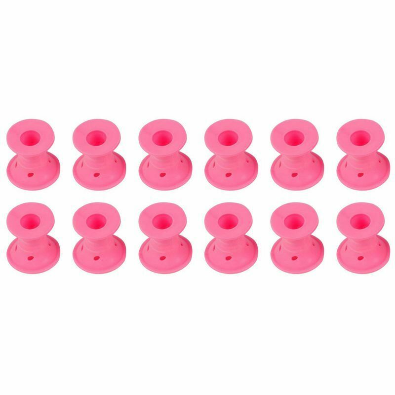 Hair Rollers X 24- Effortless - Heat Free - Hair Styling - Pink Silicone -  W5C8