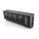4 Port USB 3.0 Hub with High Speed Adapter ON OFF Switch for Laptop PC Black