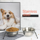 Double Pet Dog Bowl Cats Puppy Food Water Feeder Stainless Steel Pet Bowl w