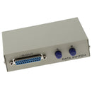 2 Port Parallel Printer DB 25 pin Data Switch Manual Selector Box 2 In 1 Out