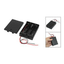 Two Wire Leads Black 3 x 1.5V AA Battery Holder Case w Cover I6N6