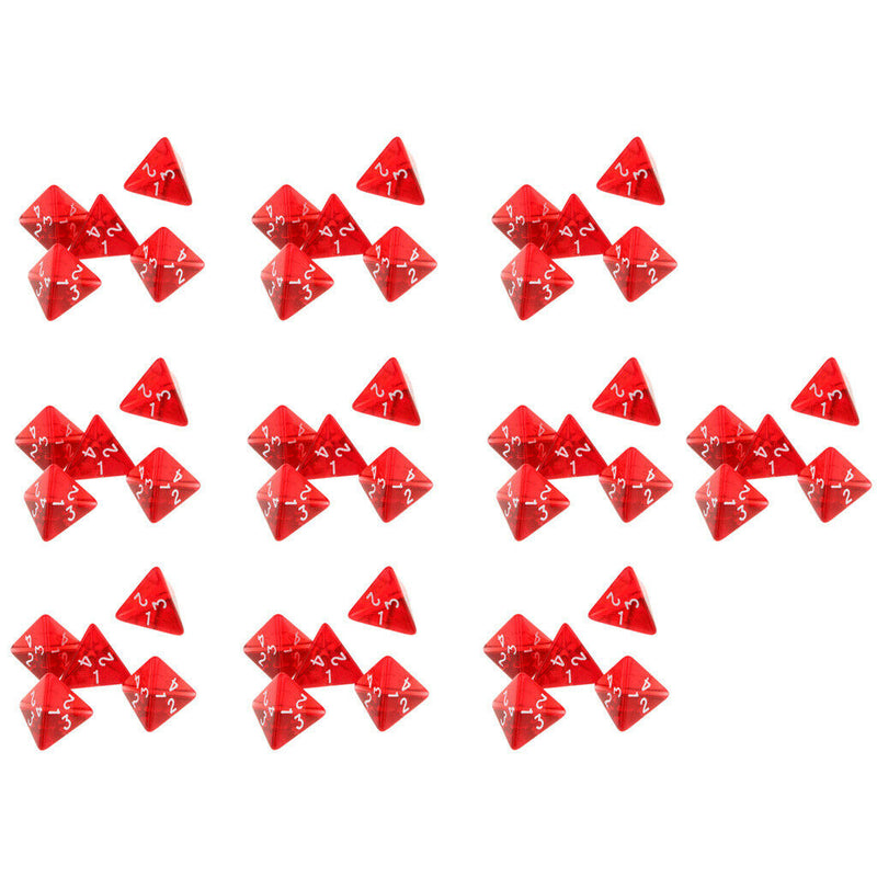 50x Acrylic Triangle Multi Side Dice 4 Side Dices Roleplaying Toys Red