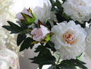 1x Artificial Peony Silk Flowers Bouquet 1 Flower 1 Bud Arrangements White