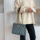 Solid Color Women Chain Handbag Leather Messenger Shoulder Tote Bag (Blue)