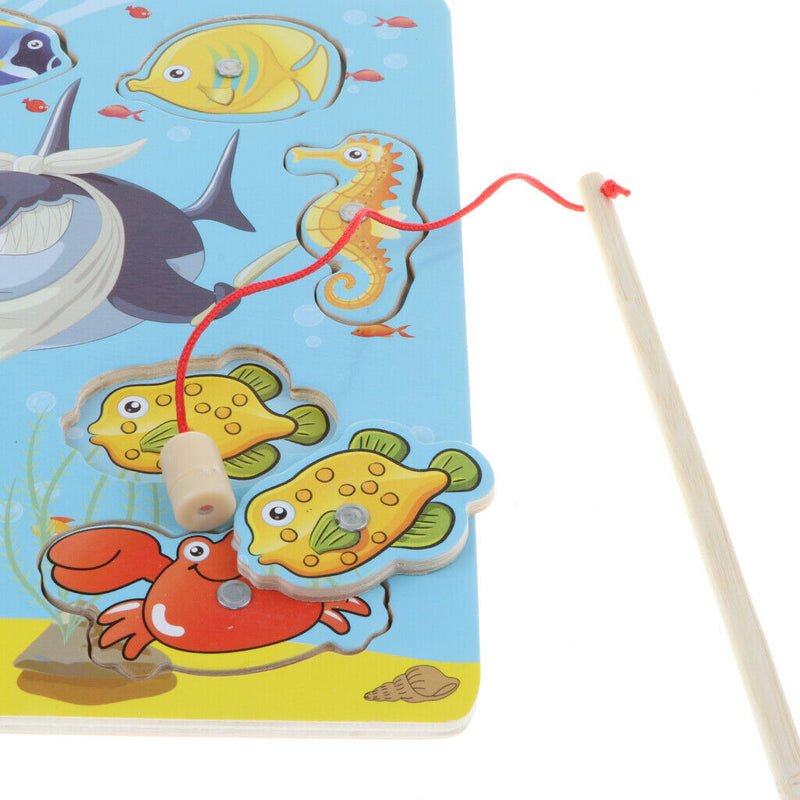 Magnetic Fishing Game & Ocean Board Animal Puzzle Developmental Wooden Pretend