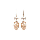 Chic Large Filigree Leaf Zircon Dangle Drop Earring Women Girls Jewelry