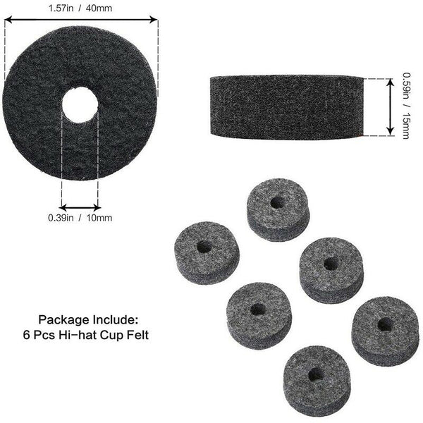 23 Pieces Cymbal Replacement Accessories Cymbal Felts Hi-Hat Clutch Felt Hi