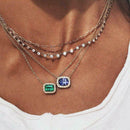 Women Glitter 2 Layer Necklace Rhinestone Pendant Clavicle Chain Jewelry Gift