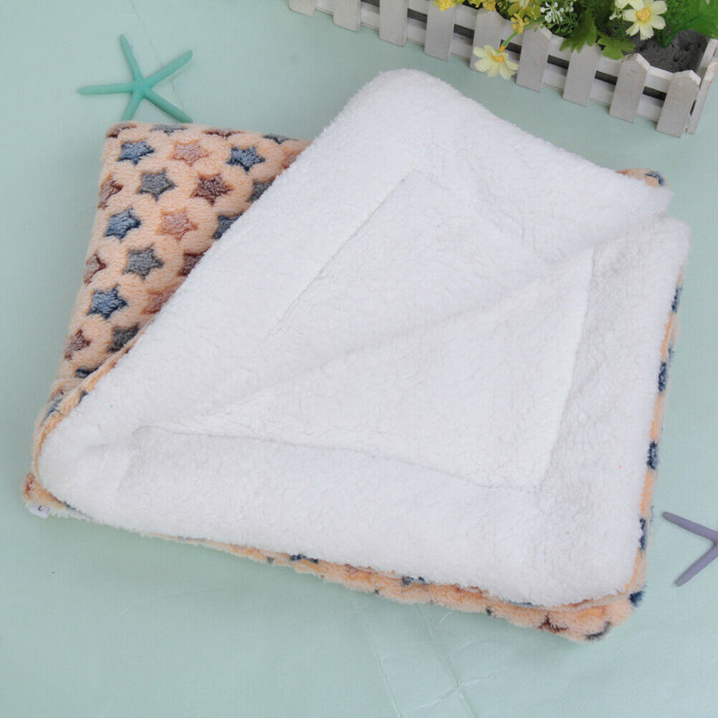 Dog Cat Blanket Pet Cushion Bed Soft Velvet Winter Warm Sleep Mat(Brown S) A