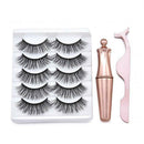 Waterproof Magnetic Eyeliner with 5 Pairs Eyelashes and Tweezer Long Lashes AU~