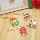 4pcs Art Full Drill Special Shaped DIY Diamond House Keychain Painting Kit