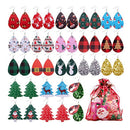 20Pairs Christmas Earrings Artificial Leather Teardrop Women Jewelry Set