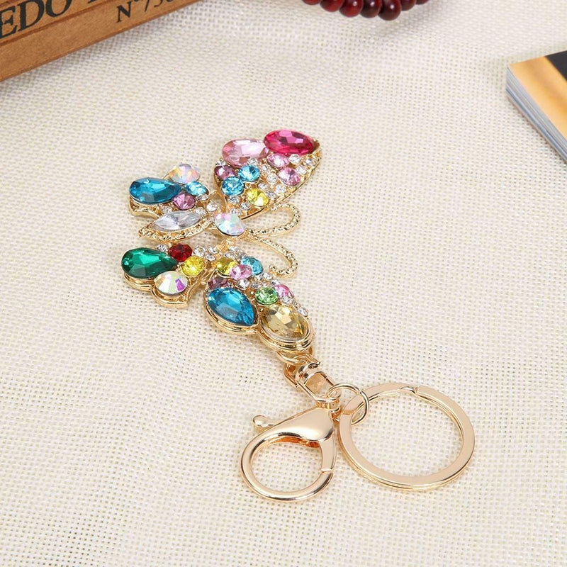 Crystal Butterfly Rhinestone Women Bag Pendant Keyring Keychain Key Holder