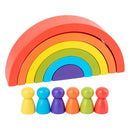 12Pcs Wooden Rainbow Stacking Blocks Fun Building Nesting Toys for Kids Boys