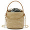 Women Straw Handbag Tote Summer Holiday Woven Bucket Bag Leisure Chain Shou H9W7