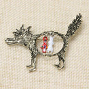 Cute Cartoon Wolf Hat Shape Breastpin for Women Hollow Out Brooches Jewelry A