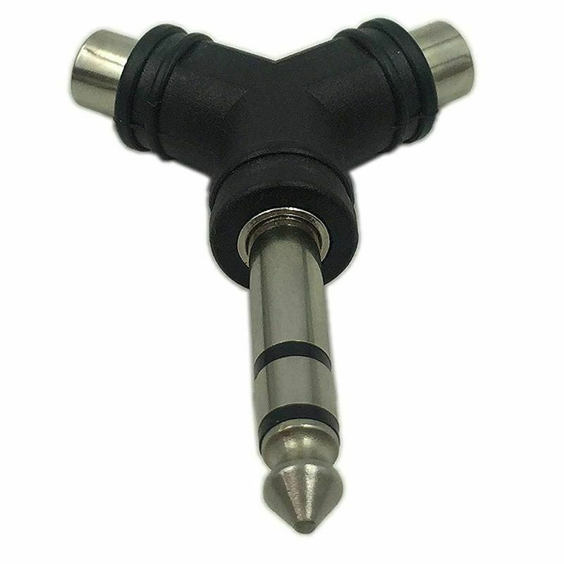 2x Audio Splitter 1 Stereo 6.35mm 1/4 inch Male Plug to 2 RCA Female Jack Y U5R9