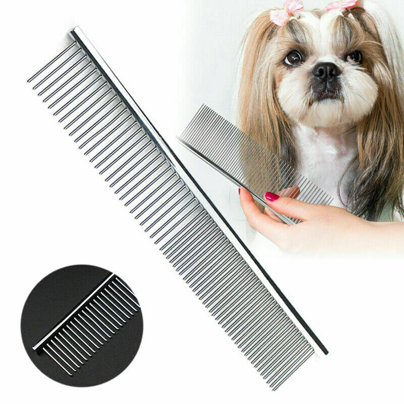 Pet Comb Dog Cat Metal Double Row Teeth Brush Grooming Hair Comb Fur Rake Tool.