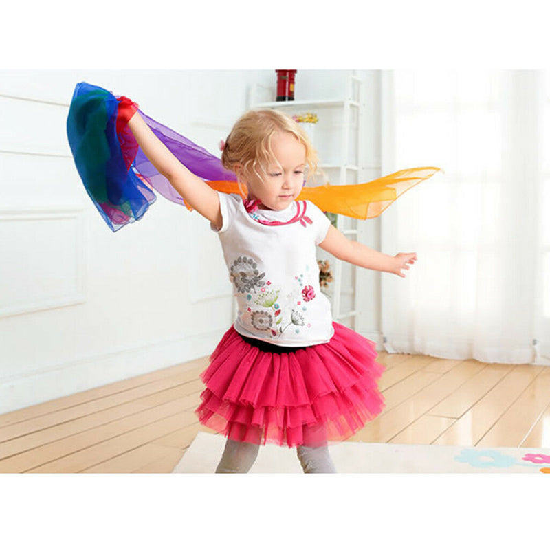 6x Multi-Color Square Juggling Dance Scarfs Magic Tricks Props for Kids