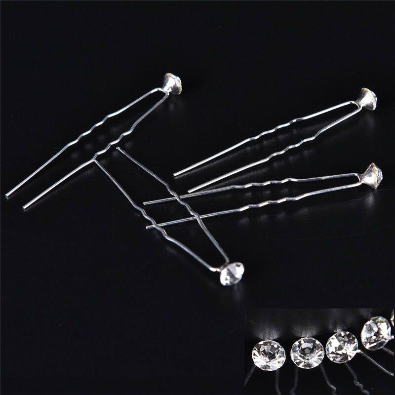 20PCS Clear Crystal Rhinestone Diamante Wedding Bridal Prom Hair Pins Hairpin Gw