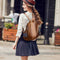 Pure Color Knapsack Women Large Backpacks Anti-theft Rucksack (Light Brown) SN9F