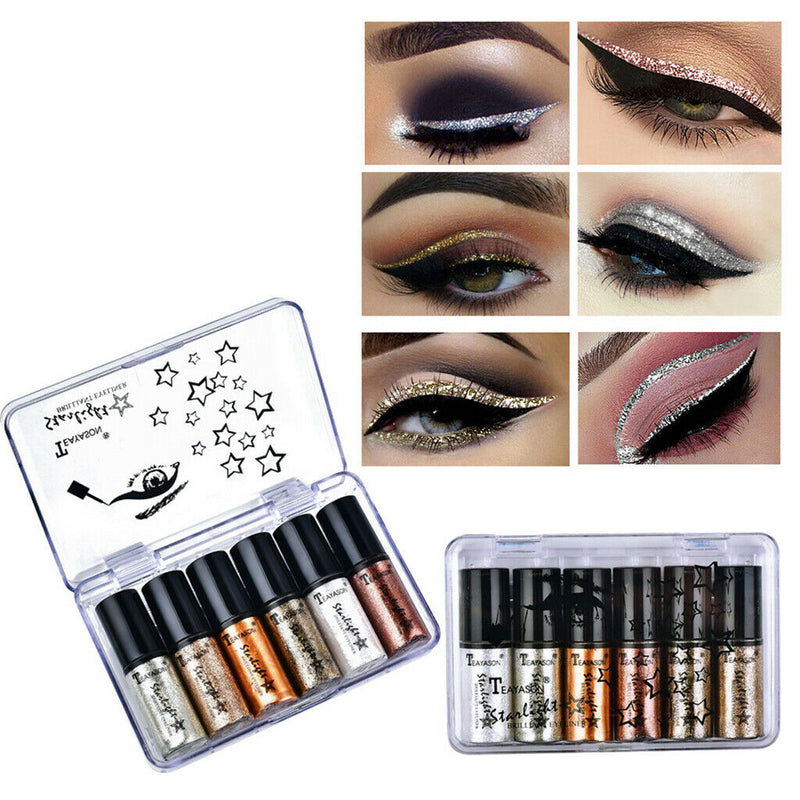 6 Colors Shimmering Pearlized Liquid Eyeshadow Set Eye Shadow Shade For Face