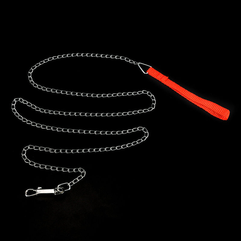 heavy duty metal chain dog puppy walking lead leash clip with red nylon handlME
