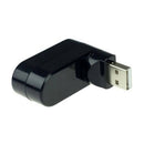 180 Degree Rotate USB 2.0 HUB Mini 3 Ports Splitter Hub Adapter Black