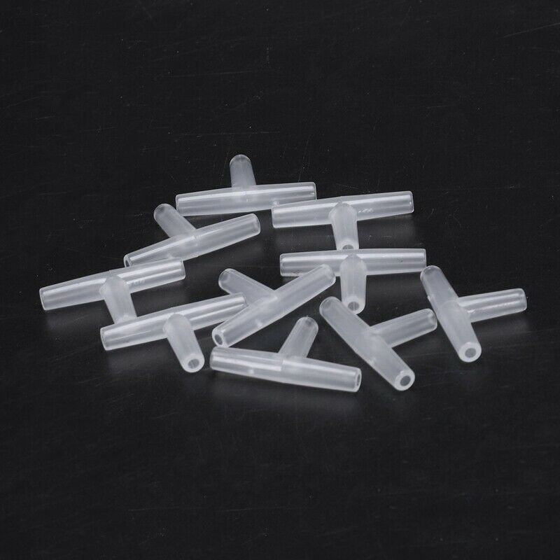 Plastic Tee Shape Aquarium 3-Way Air Valve Connectors 10 Pcs White