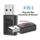 4IN1 Bluetooth 5.0 Audio Transmitter Receiver USB Adapters For PC Speaker C I8Q4