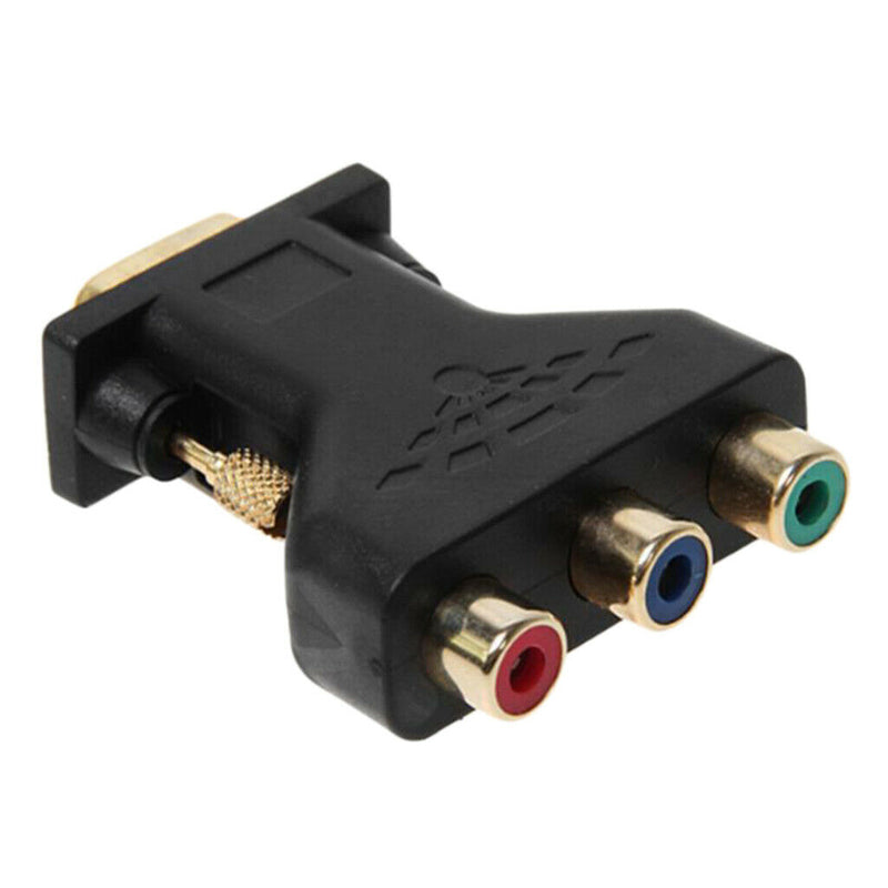 3 RCA RGB Female To HD 15-Pin VGA Style Component Video Jack Adapter (PVC)