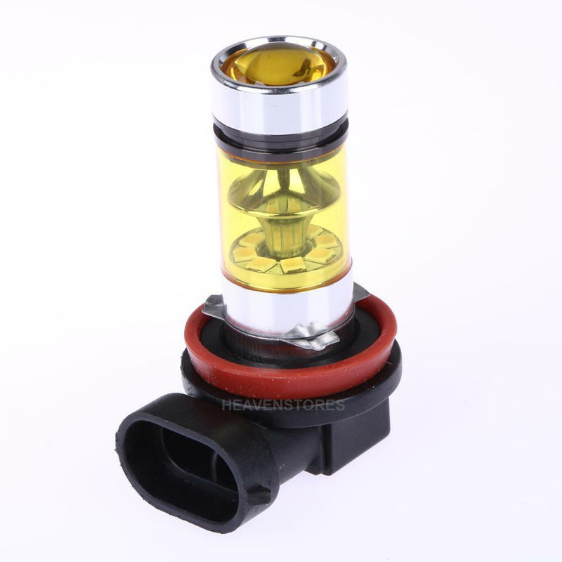 2 X High Power Led Lights 100W H8 H11 Yellow Fog Light 2828 20LED Headlight Lamp