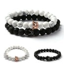 Women Men Couples Bangles Volcanic Stone Party Stone Beads Trendy Alloy